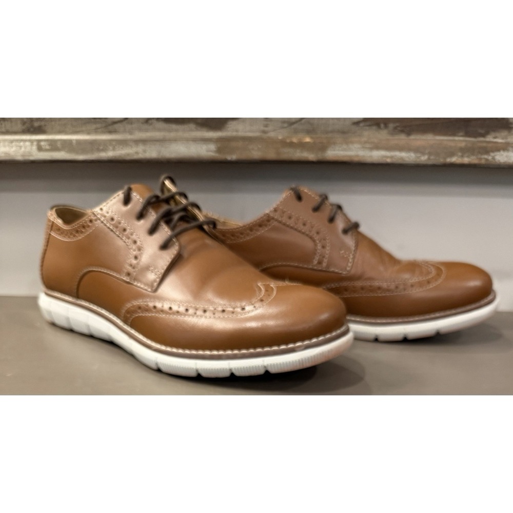 Johnston & Murphy Big Kid Holden Wingtip Brown Boy's US 4.5 Med Upper Leather - Picture 2 of 9